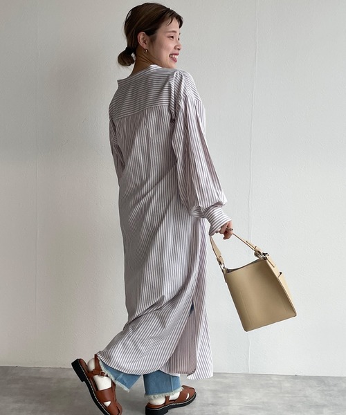 w closet（ダブルクローゼット）の「先染めストライプシャツワンピース（シャツワンピース・レディース・グリーン系その他/ブルー系その他/ピンク系その他・FREE）」の14枚目の写真