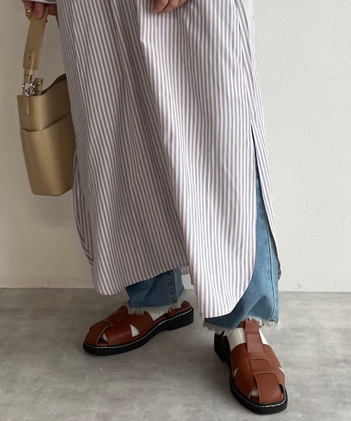 w closet（ダブルクローゼット）の「先染めストライプシャツワンピース（シャツワンピース・レディース・グリーン系その他/ブルー系その他/ピンク系その他・FREE）」の15枚目の写真