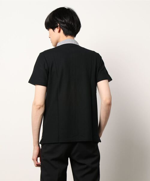 ADPOSION（アドポーション）の「吸汗速乾 T/C鹿の子 ストライプ衿ポロシャツ / ジャガードポロシャツ（ポロシャツ・メンズ・ホワイト系1/ホワイト系2/ブラック系1/ブラック系2/ネイビー系1/ネイビー系2・MEDIUM/LARGE/X-LARGE）」の8枚目の写真