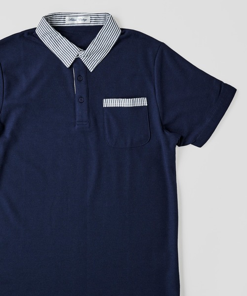 ADPOSION（アドポーション）の「吸汗速乾 T/C鹿の子 ストライプ衿ポロシャツ / ジャガードポロシャツ（ポロシャツ・メンズ・ホワイト系1/ホワイト系2/ブラック系1/ブラック系2/ネイビー系1/ネイビー系2・MEDIUM/LARGE/X-LARGE）」の6枚目の写真