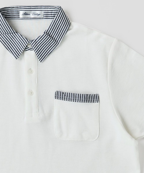 ADPOSION（アドポーション）の「吸汗速乾 T/C鹿の子 ストライプ衿ポロシャツ / ジャガードポロシャツ（ポロシャツ・メンズ・ホワイト系1/ホワイト系2/ブラック系1/ブラック系2/ネイビー系1/ネイビー系2・MEDIUM/LARGE/X-LARGE）」の22枚目の写真