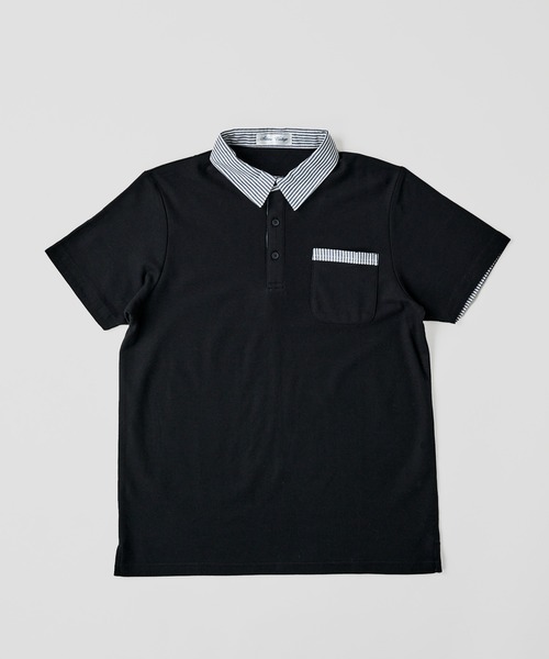 ADPOSION（アドポーション）の「吸汗速乾 T/C鹿の子 ストライプ衿ポロシャツ / ジャガードポロシャツ（ポロシャツ・メンズ・ホワイト系1/ホワイト系2/ブラック系1/ブラック系2/ネイビー系1/ネイビー系2・MEDIUM/LARGE/X-LARGE）」の13枚目の写真