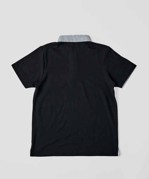 ADPOSION（アドポーション）の「吸汗速乾 T/C鹿の子 ストライプ衿ポロシャツ / ジャガードポロシャツ（ポロシャツ・メンズ・ホワイト系1/ホワイト系2/ブラック系1/ブラック系2/ネイビー系1/ネイビー系2・MEDIUM/LARGE/X-LARGE）」の14枚目の写真