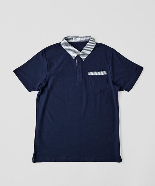 ADPOSION（アドポーション）の「吸汗速乾 T/C鹿の子 ストライプ衿ポロシャツ / ジャガードポロシャツ（ポロシャツ・メンズ・ホワイト系1/ホワイト系2/ブラック系1/ブラック系2/ネイビー系1/ネイビー系2・MEDIUM/LARGE/X-LARGE）」の17枚目の写真