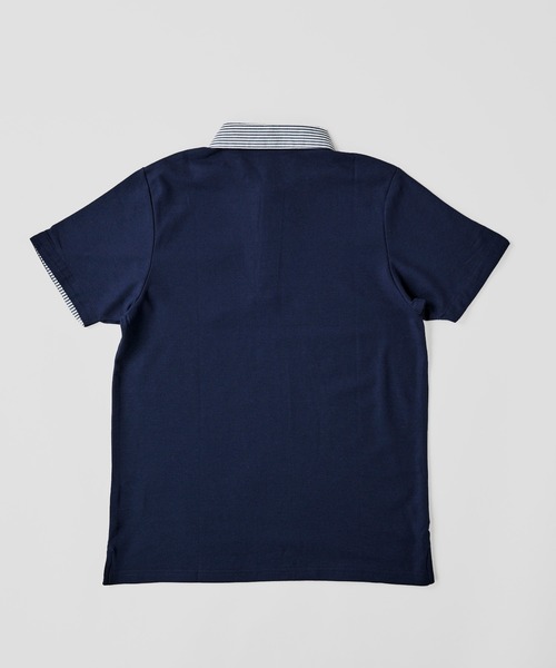 ADPOSION（アドポーション）の「吸汗速乾 T/C鹿の子 ストライプ衿ポロシャツ / ジャガードポロシャツ（ポロシャツ・メンズ・ホワイト系1/ホワイト系2/ブラック系1/ブラック系2/ネイビー系1/ネイビー系2・MEDIUM/LARGE/X-LARGE）」の18枚目の写真