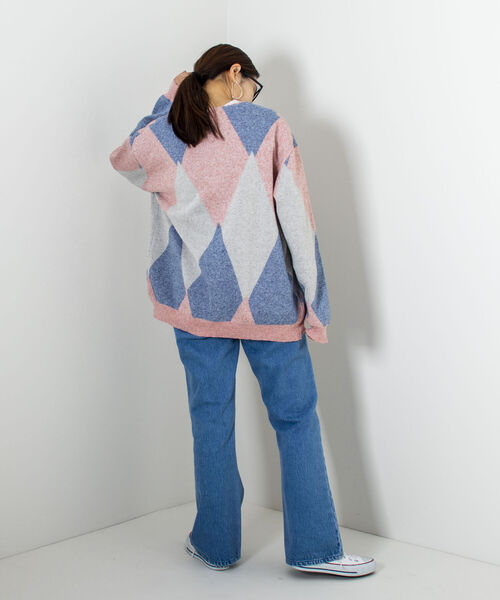 GLOSTER（グロスター）の「【GLOSTER/グロスター】ストローヤーン アーガイルカーディガン（カーディガン/ボレロ・メンズ・ブラック系その他/グリーン系その他/ピンク系その他・FREE）」の12枚目の写真