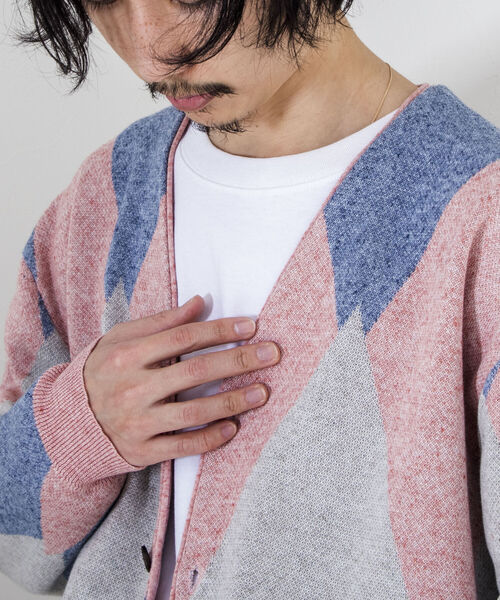 GLOSTER（グロスター）の「【GLOSTER/グロスター】ストローヤーン アーガイルカーディガン（カーディガン/ボレロ・メンズ・ブラック系その他/グリーン系その他/ピンク系その他・FREE）」の20枚目の写真