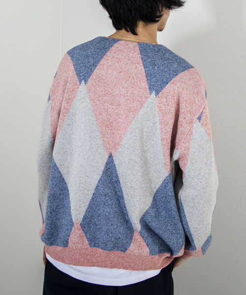 GLOSTER（グロスター）の「【GLOSTER/グロスター】ストローヤーン アーガイルカーディガン（カーディガン/ボレロ・メンズ・ブラック系その他/グリーン系その他/ピンク系その他・FREE）」の13枚目の写真