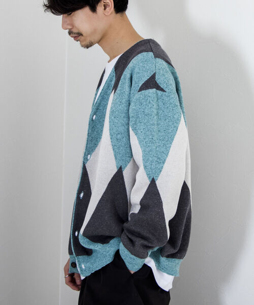GLOSTER（グロスター）の「【GLOSTER/グロスター】ストローヤーン アーガイルカーディガン（カーディガン/ボレロ・メンズ・ブラック系その他/グリーン系その他/ピンク系その他・FREE）」の14枚目の写真