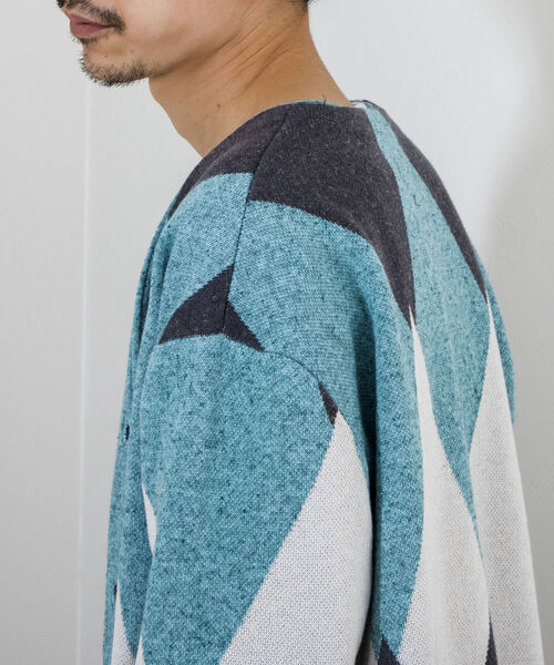 GLOSTER（グロスター）の「【GLOSTER/グロスター】ストローヤーン アーガイルカーディガン（カーディガン/ボレロ・メンズ・ブラック系その他/グリーン系その他/ピンク系その他・FREE）」の22枚目の写真