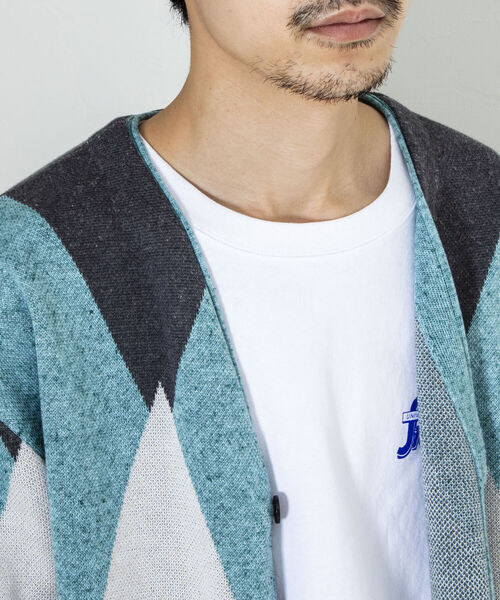 GLOSTER（グロスター）の「【GLOSTER/グロスター】ストローヤーン アーガイルカーディガン（カーディガン/ボレロ・メンズ・ブラック系その他/グリーン系その他/ピンク系その他・FREE）」の7枚目の写真