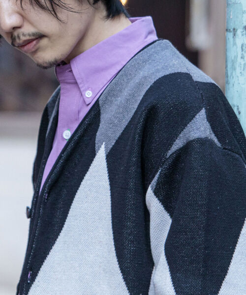 GLOSTER（グロスター）の「【GLOSTER/グロスター】ストローヤーン アーガイルカーディガン（カーディガン/ボレロ・メンズ・ブラック系その他/グリーン系その他/ピンク系その他・FREE）」の8枚目の写真