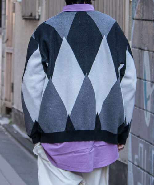 GLOSTER（グロスター）の「【GLOSTER/グロスター】ストローヤーン アーガイルカーディガン（カーディガン/ボレロ・メンズ・ブラック系その他/グリーン系その他/ピンク系その他・FREE）」の16枚目の写真