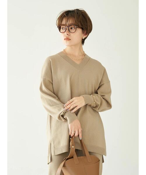 earth music&ecology（アースミュージックアンドエコロジー）の「アウトリンキングVネックニット＊（ニット/セーター・レディース・グレー/グレイッシュベージュ・FREE）」の12枚目の写真