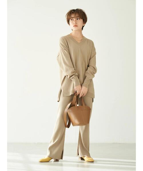 earth music&ecology（アースミュージックアンドエコロジー）の「アウトリンキングVネックニット＊（ニット/セーター・レディース・グレー/グレイッシュベージュ・FREE）」の15枚目の写真