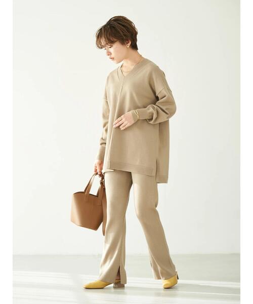 earth music&ecology（アースミュージックアンドエコロジー）の「アウトリンキングVネックニット＊（ニット/セーター・レディース・グレー/グレイッシュベージュ・FREE）」の21枚目の写真