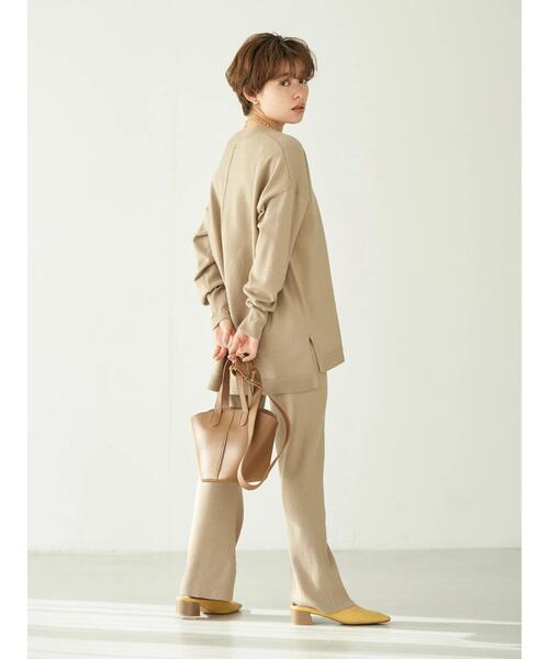 earth music&ecology（アースミュージックアンドエコロジー）の「アウトリンキングVネックニット＊（ニット/セーター・レディース・グレー/グレイッシュベージュ・FREE）」の4枚目の写真