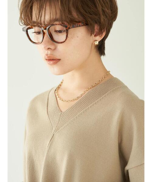 earth music&ecology（アースミュージックアンドエコロジー）の「アウトリンキングVネックニット＊（ニット/セーター・レディース・グレー/グレイッシュベージュ・FREE）」の8枚目の写真