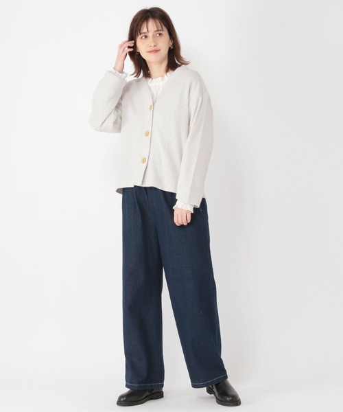 studio CLIP（スタディオクリップ）の「ダブルフロントリボン付きスカラップブラウス[プラスサイズあり]（シャツ/ブラウス・レディース・オフホワイト/サックスブルー/その他1/その他2・MEDIUM/LARGE/X-LARGE/XX-LARGE/XXX-LARGE）」の12枚目の写真