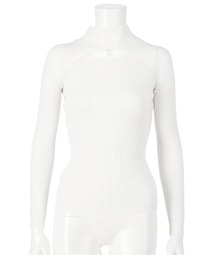 フロントデザインリブトップスカットソー