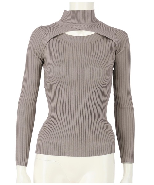 ANAP（アナップ）の「フロントデザインリブトップスカットソー（Tシャツ/カットソー・レディース・ホワイト/ライトグレー/ブラック/グレイッシュベージュ・FREE）」の5枚目の写真