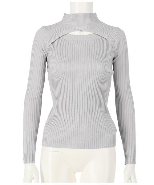 ANAP（アナップ）の「フロントデザインリブトップスカットソー（Tシャツ/カットソー・レディース・ホワイト/ライトグレー/ブラック/グレイッシュベージュ・FREE）」の9枚目の写真