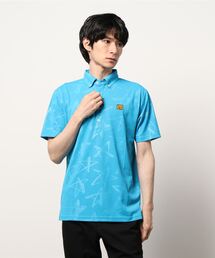 LOUDMOUTH/ラウドマウス ゴルフウェア エンボス柄 吸汗速乾 UVカット 接触冷感 ボタンダウン 半袖 ポロシャツ