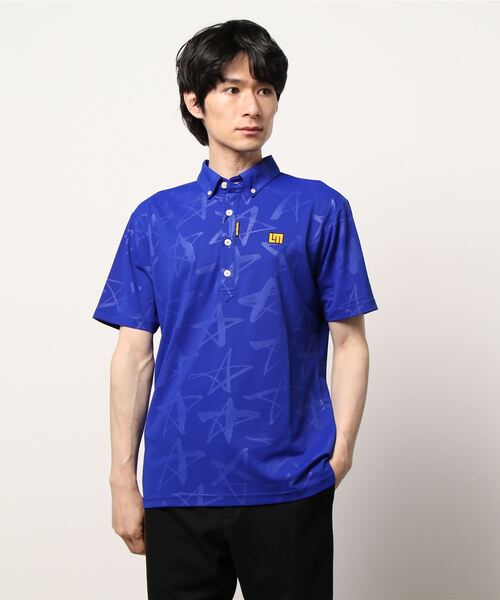 Loudmouth(ラウドマウス)の「LOUDMOUTH/ラウドマウス ゴルフウェア エンボス柄 吸汗速乾 UVカット 接触冷感 ボタンダウン 半袖 ポロシャツ(シャツ/ブラウス・メンズ・ブルー/ブラック/ホワイト/レッド/ネイビー/イエロー/ターコイズブルー・L/XL/LL/M/XXL)」の5枚目の写真