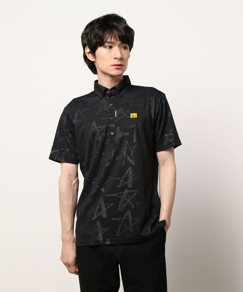 Loudmouth(ラウドマウス)の「LOUDMOUTH/ラウドマウス ゴルフウェア エンボス柄 吸汗速乾 UVカット 接触冷感 ボタンダウン 半袖 ポロシャツ(シャツ/ブラウス・メンズ・ブルー/ブラック/ホワイト/レッド/ネイビー/イエロー/ターコイズブルー・L/XL/LL/M/XXL)」の3枚目の写真