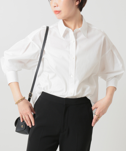 journal standard L'essage（ジャーナルスタンダードレサージュ）の「ショートシャツ（シャツ/ブラウス・レディース・ホワイト/サックスブルー/グリーン・FREE）」の2枚目の写真