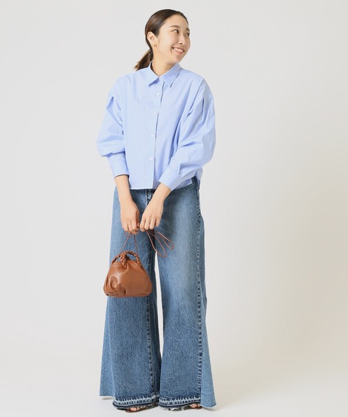 journal standard L'essage（ジャーナルスタンダードレサージュ）の「ショートシャツ（シャツ/ブラウス・レディース・ホワイト/サックスブルー/グリーン・FREE）」の5枚目の写真