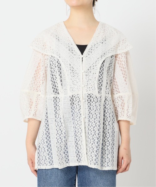 B.C STOCK(ベーセーストック)の「レースビッグカラー ブラウス(シャツ/ブラウス・レディース・ホワイト/ブラック・FREE)」の9枚目の写真