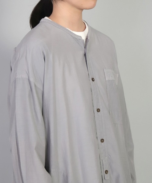 OMNIGOD（オムニゴッド）の「[OMNIGOD womens / オムニゴッド] キュプラ超長綿ローン ワイドスタンドカラーワンピース（ワンピース・レディース・ライトグレー/ピンク/ホワイト/グリーン・FREE）」の12枚目の写真