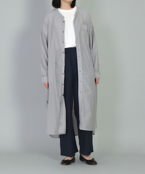 OMNIGOD（オムニゴッド）の「[OMNIGOD womens / オムニゴッド] キュプラ超長綿ローン ワイドスタンドカラーワンピース（ワンピース・レディース・ライトグレー/ピンク/ホワイト/グリーン・FREE）」の6枚目の写真