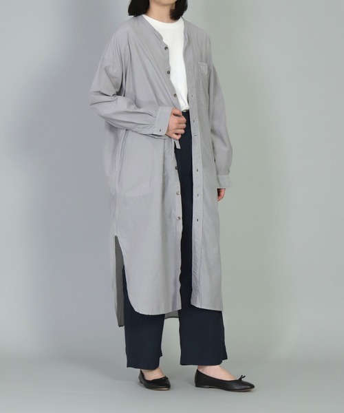 OMNIGOD（オムニゴッド）の「[OMNIGOD womens / オムニゴッド] キュプラ超長綿ローン ワイドスタンドカラーワンピース（ワンピース・レディース・ライトグレー/ピンク/ホワイト/グリーン・FREE）」の7枚目の写真