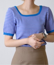 ibeul_（イベール）の「スクエアネック ボーダーコンパクトニット（Tシャツ/カットソー）」