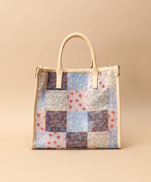 Samantha Thavasa（サマンサタバサ）の「フラワーパッチワーク チュールトートバッグ 小サイズ（トートバッグ・レディース・ブラウン/ラベンダー・FREE）」の4枚目の写真