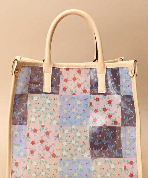 Samantha Thavasa（サマンサタバサ）の「フラワーパッチワーク チュールトートバッグ 小サイズ（トートバッグ・レディース・ブラウン/ラベンダー・FREE）」の7枚目の写真