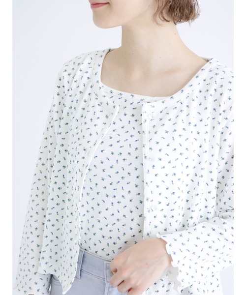 ehka sopo（エヘカソポ）の「花柄／無地アソートタンクトップ（タンクトップ・レディース・イエロー/ブルー/グリーン/キナリ・ﾌﾘ-）」の3枚目の写真