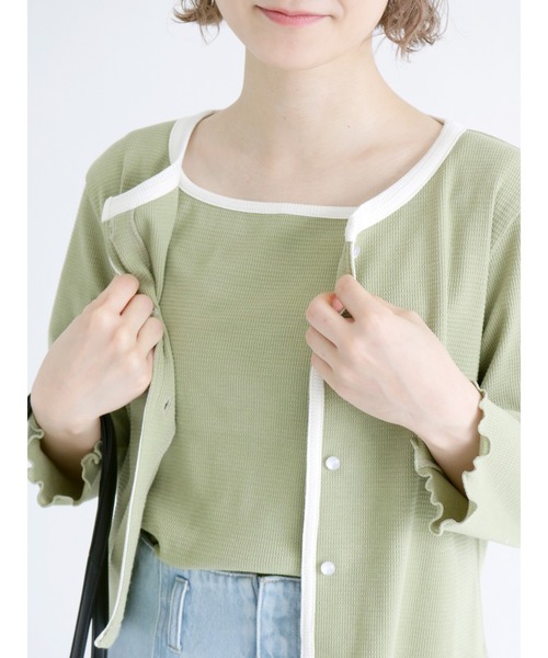 ehka sopo（エヘカソポ）の「花柄／無地アソートタンクトップ（タンクトップ・レディース・イエロー/ブルー/グリーン/キナリ・ﾌﾘ-）」の2枚目の写真