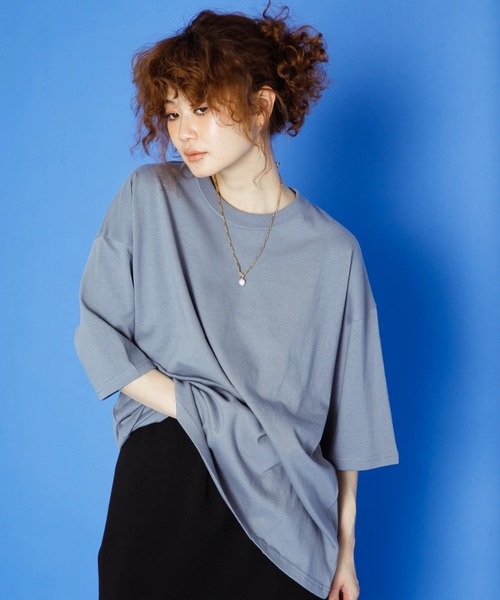 koe(コエ)の「【ユニセックス】ヘビーウェイトコットンTEE*(Tシャツ/カットソー・レディース・ライトブルー/チャコールグレー/ブラック/ベージュ/ラベンダー/グリーン/オフホワイト/カーキ・XL/M/L)」の7枚目の写真