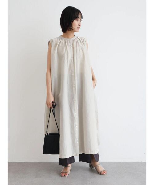 Green　Parks（グリーンパークス）の「インド綿 ボイルノースリーブワンピース（ワンピース・レディース・ブラック/ターコイズブルー/グレイッシュベージュ・FREE）」の17枚目の写真