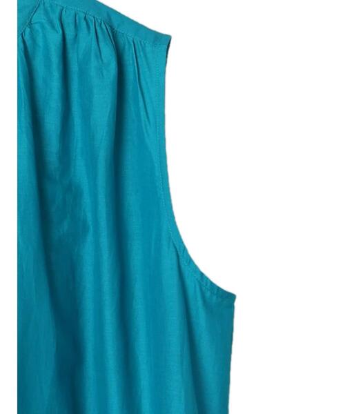 Green　Parks（グリーンパークス）の「インド綿 ボイルノースリーブワンピース（ワンピース・レディース・ブラック/ターコイズブルー/グレイッシュベージュ・FREE）」の11枚目の写真