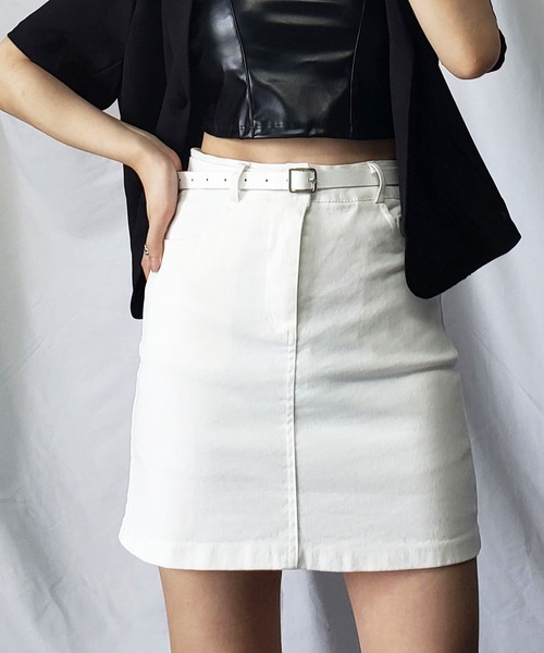 ３サイズ ６色展開 ハイウエストストレッチツイルミニスカート ベルト インナーパンツ付 デニムスカート Me Em Select ミームセレクト のファッション通販 Zozotown