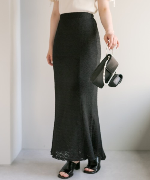 OLIVE des OLIVE（オリーブデオリーブ）の「フラワーレースマーメイドスカート（スカート・レディース・オフホワイト/ピンク/ブラック・FREE）」の13枚目の写真