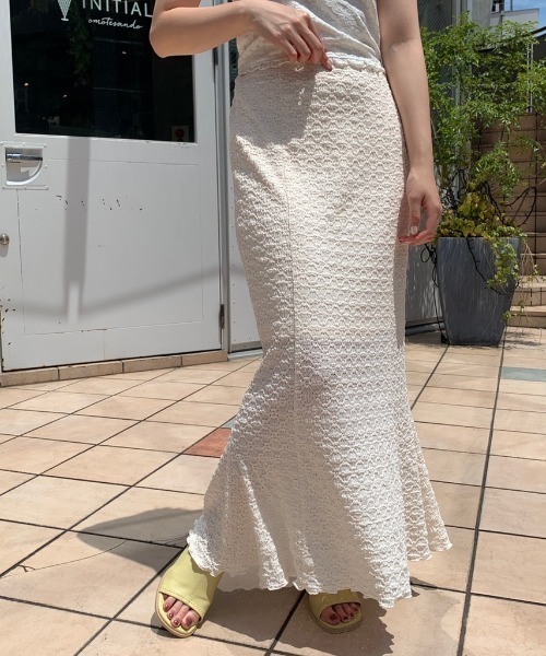 OLIVE des OLIVE（オリーブデオリーブ）の「フラワーレースマーメイドスカート（スカート・レディース・オフホワイト/ピンク/ブラック・FREE）」の6枚目の写真