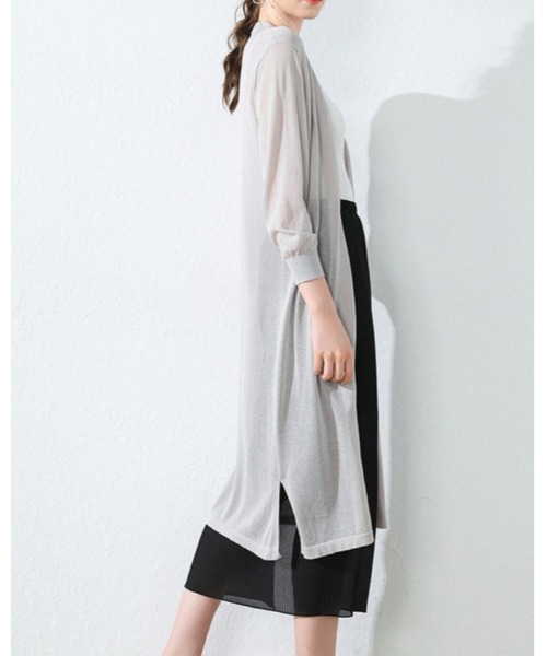 Ritzy（リッツィー）の「麻混シアーひざ丈カーディガン（カーディガン/ボレロ・レディース・ホワイト/ブラック/ベージュ/グレー/ピンク/ブルー/アイボリー/ミント/ブラウン系・FREE）」の4枚目の写真