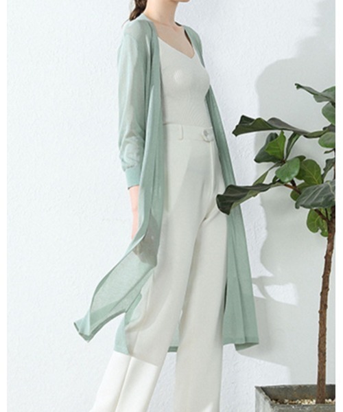 Ritzy（リッツィー）の「麻混シアーひざ丈カーディガン（カーディガン/ボレロ・レディース・ホワイト/ブラック/ベージュ/グレー/ピンク/ブルー/アイボリー/ミント/ブラウン系・FREE）」の7枚目の写真