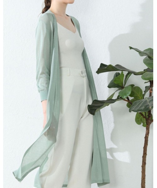 Ritzy（リッツィー）の「麻混シアーひざ丈カーディガン（カーディガン/ボレロ・レディース・ホワイト/ブラック/ベージュ/グレー/ピンク/ブルー/アイボリー/ミント/ブラウン系・FREE）」の16枚目の写真