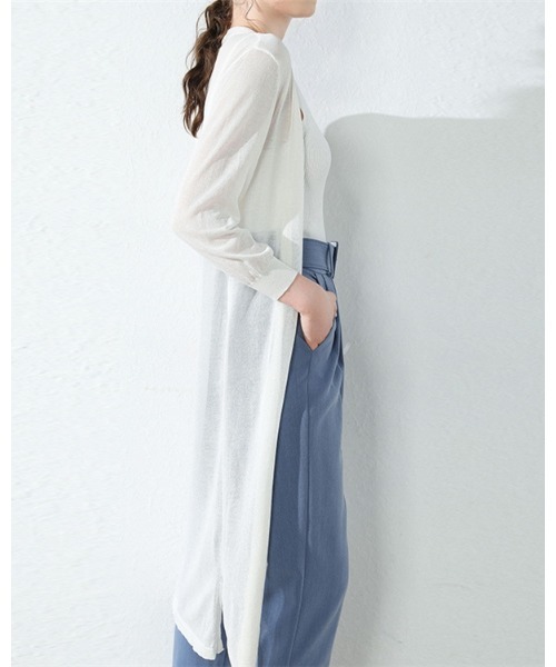 Ritzy（リッツィー）の「麻混シアーひざ丈カーディガン（カーディガン/ボレロ・レディース・ホワイト/ブラック/ベージュ/グレー/ピンク/ブルー/アイボリー/ミント/ブラウン系・FREE）」の10枚目の写真